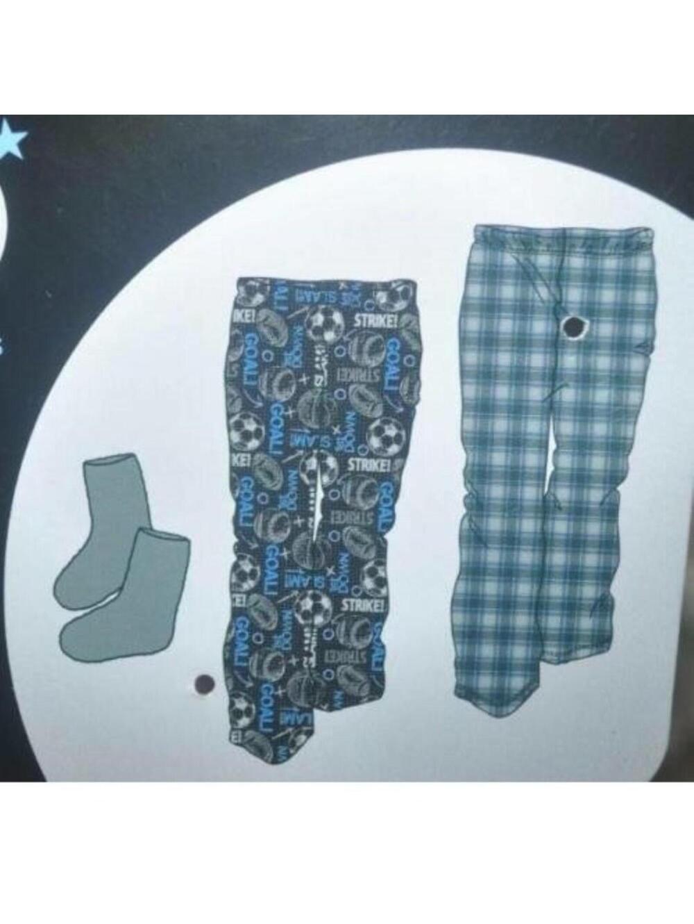 Up Late Pajama Pants 4/5 Boys Sports Plaid 3 Pc Pants & Socks Set Lounge Relax